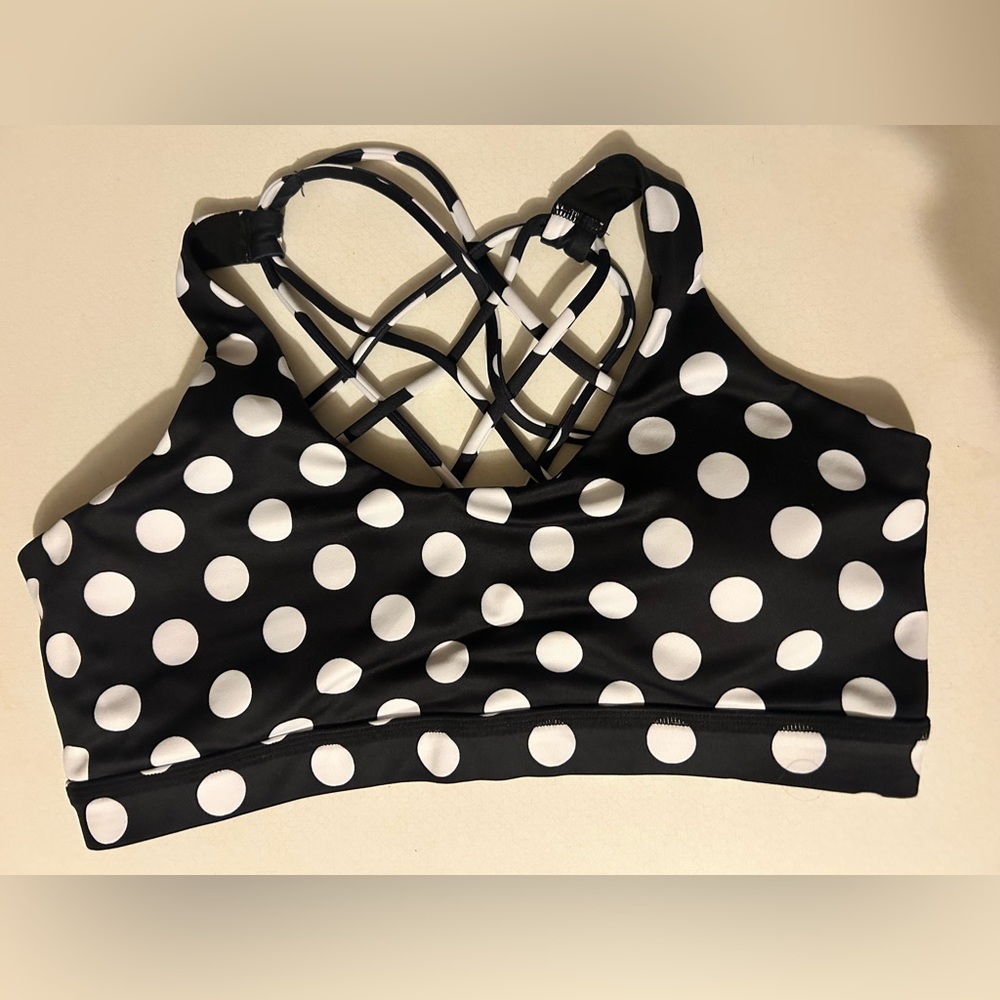Constantly Varied Gear Black and White Polka Dot Sports Bra